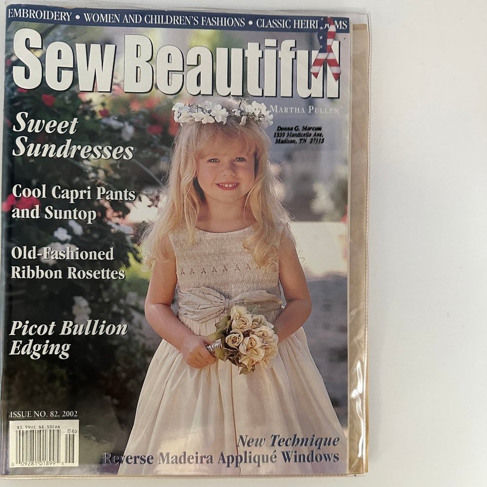 Vintage PB Magazine Sew Beautiful Embroidery Women & Children's  No 82 2002